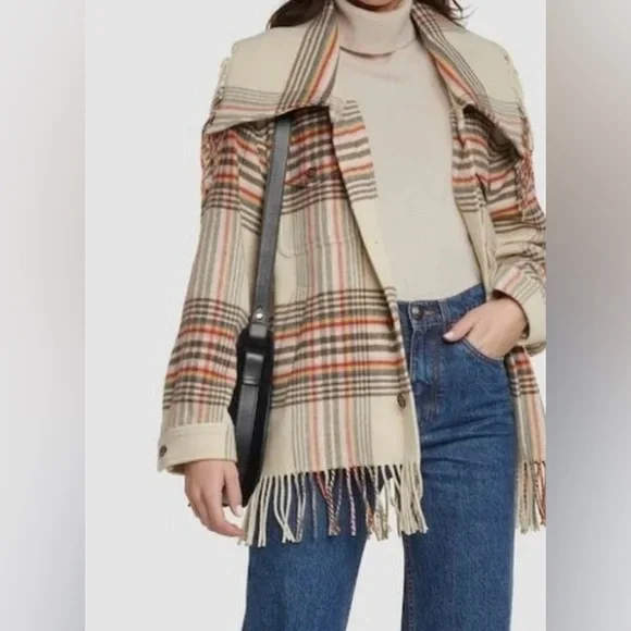 Polo Ralph Lauren Western Fringe Trim Plaid Wool Jacket - Picture 2 of 14